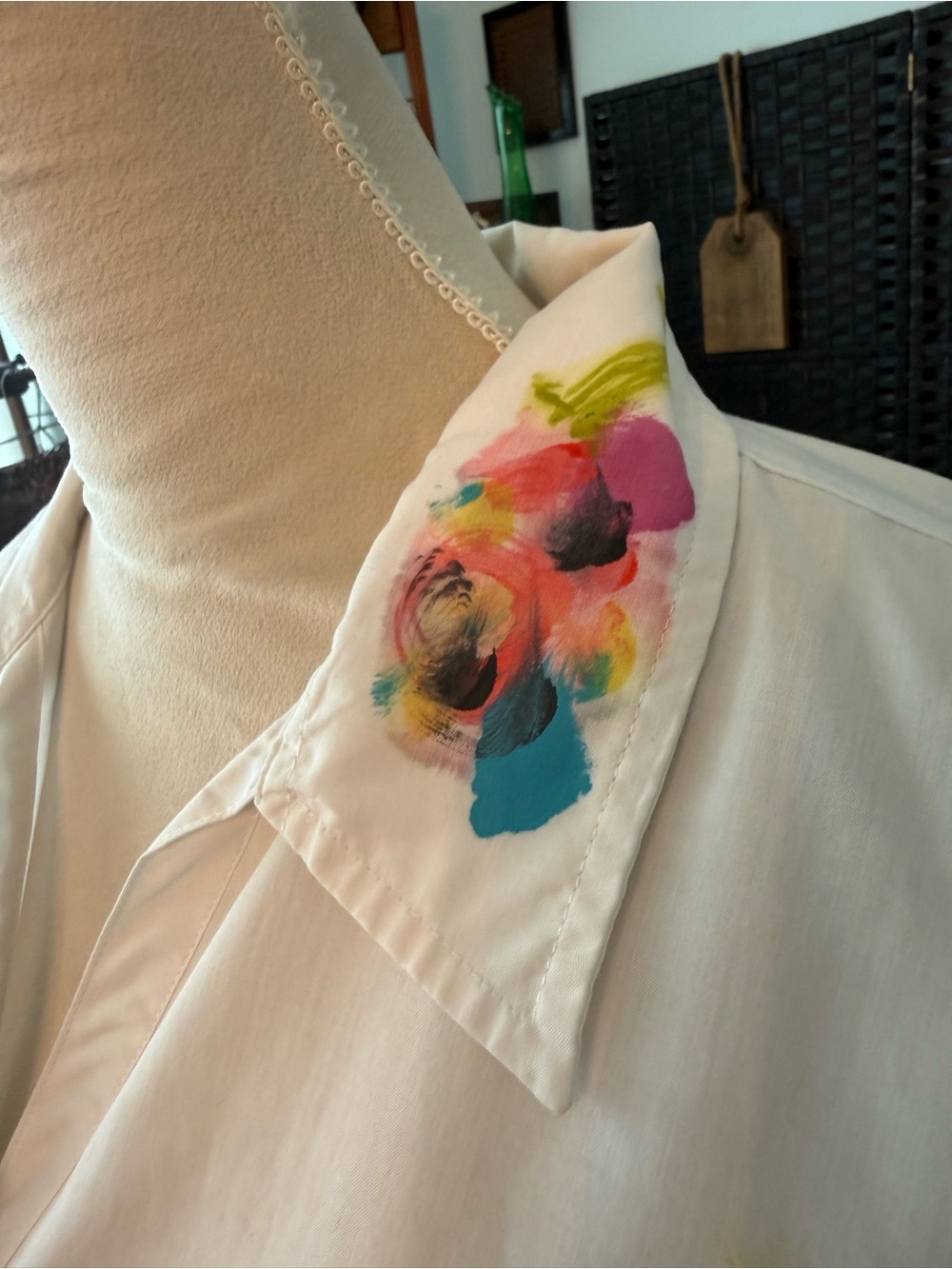 🦜🎨 Vintage J. Palmer Hand-Painted Tropical Parrot Button-Up Shirt Maui Hawaii M - Picture 4 of 13